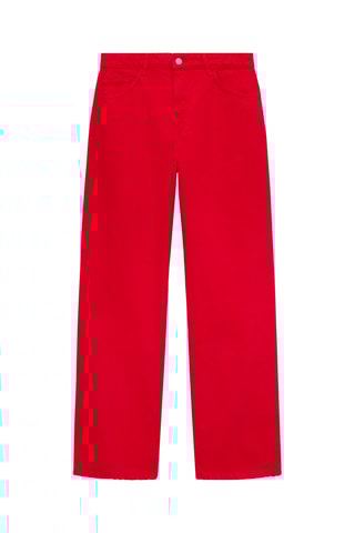 Jean droit taille haute - Rouge