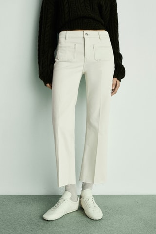 Jean flare crop poches - Écru