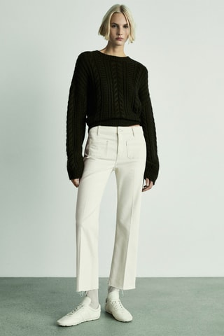 Jean flare crop poches - Écru