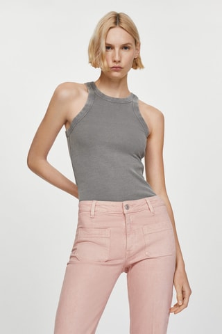 Jean flare poches - Rose