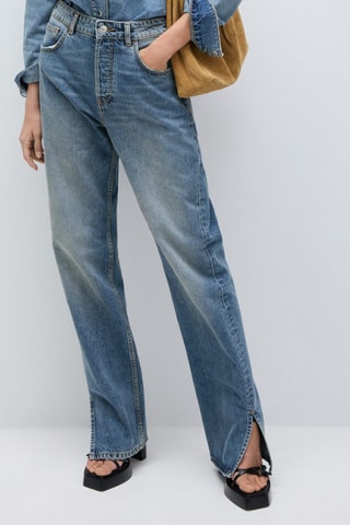 Jean droit taille normale ouvertures - Bleu