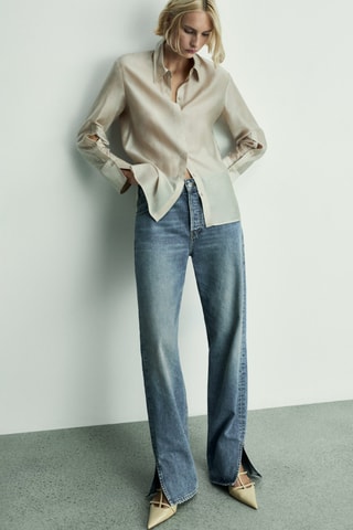 Jean droit taille normale ouvertures - Bleu
