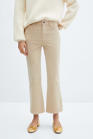 Pantalon flare crop velours côtelé - Beige