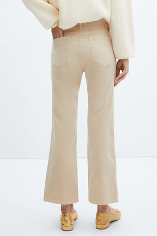 Pantalon flare crop velours côtelé - Beige