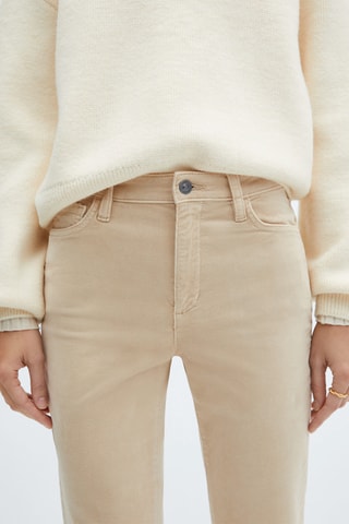 Pantalon flare crop velours côtelé - Beige
