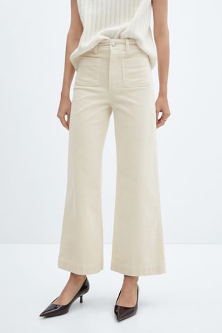 Pantalon style jupe-culotte velours côtelé - Beige