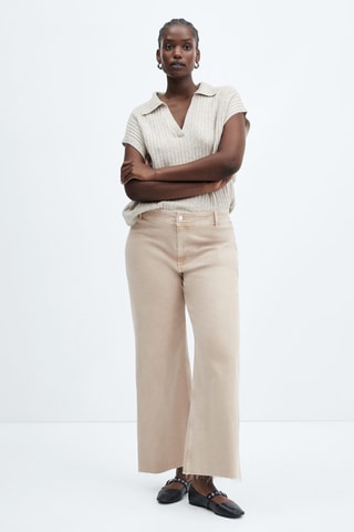 Jean style jupe-culotte Catherin taille haute - Beige