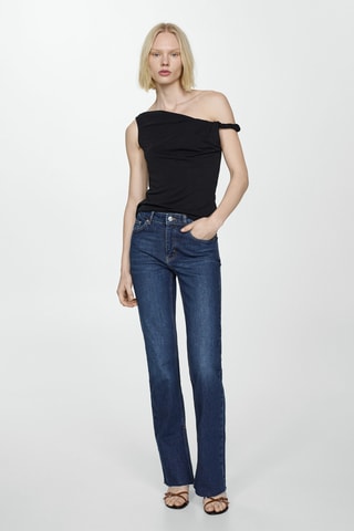 Jean droit taille normale ouvertures - Bleu