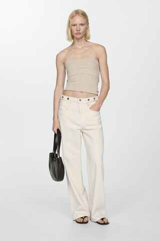 Jean wideleg boutons multipositions - Beige