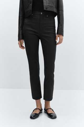 Jean Claudia slim crop enduit - Noir