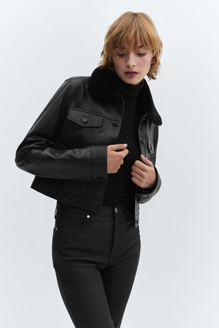Jean Claudia slim crop enduit - Noir