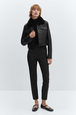 Jean Claudia slim crop enduit - Noir