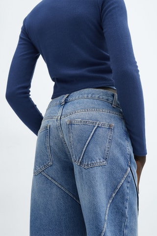 Jean wideleg coutures décoratives - Bleu