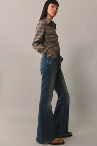 Jeans flare taille haute - Bleu