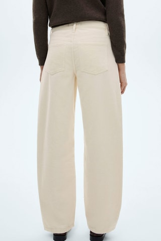 Pantalon velours côtelé balloon taille haute - Écru