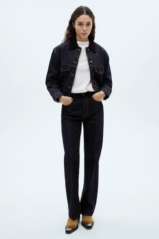 Jean droit taille haute - Bleu