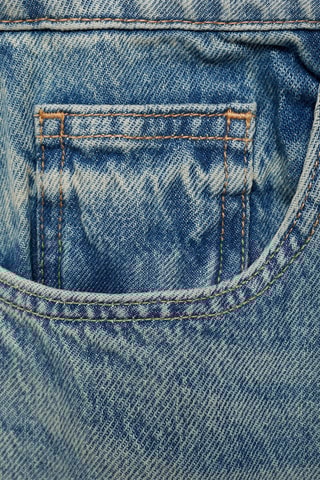 Jean droit bas à revers - Bleu