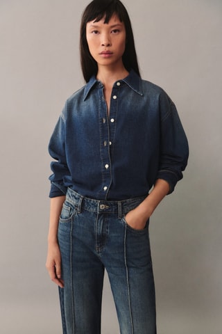 Jean droit taille haute - Bleu