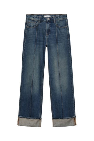 Jean droit taille haute - Bleu