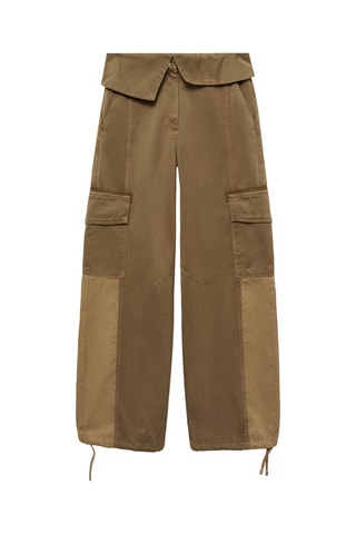 Jean cargo taille retournée - Kaki