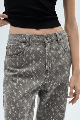 Jean droit détail strass - Gris