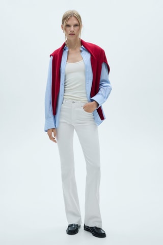 Jeans flare taille normale - Blanc