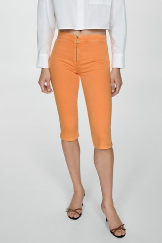 Jean slim capri fermeture éclair - Orange