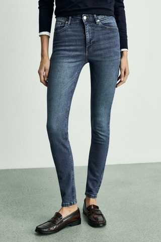 Jean skinny taille haute - Bleu