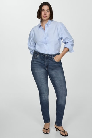 Jean skinny taille haute - Bleu