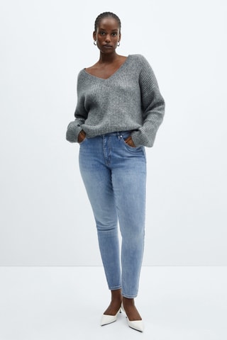 Jean skinny taille haute - Bleu