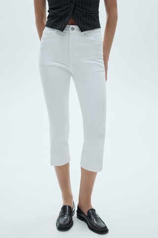 Jean capri fente latérale - Blanc