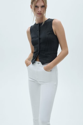 Jean capri fente latérale - Blanc
