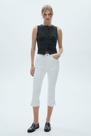 Jean capri fente latérale - Blanc