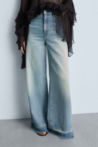 Jean wideleg revers effilochés - Bleu