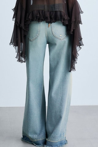 Jean wideleg revers effilochés - Bleu