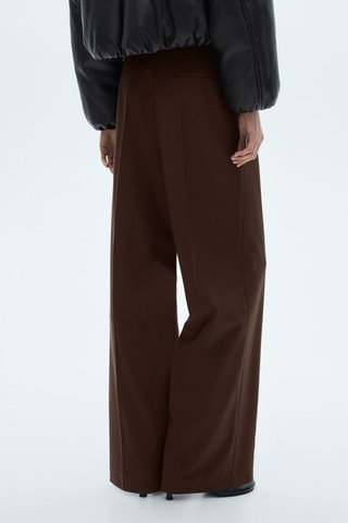 Pantalon pinces wideleg - Marron