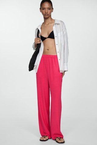 Pantalon fluide texturé - Rose