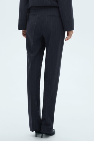 Pantalon droit fines rayures - Bleu