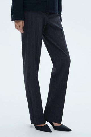 Pantalon droit fines rayures - Bleu