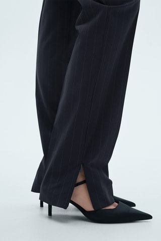 Pantalon droit fines rayures - Bleu
