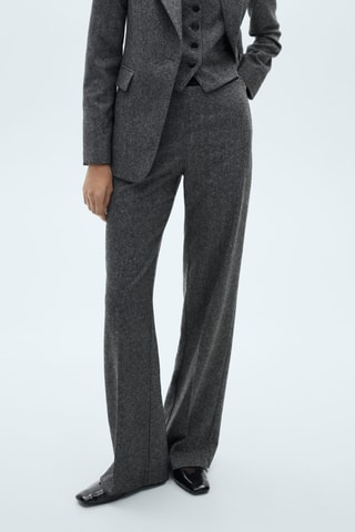 Pantalon costume chiné laine - Noir chiné