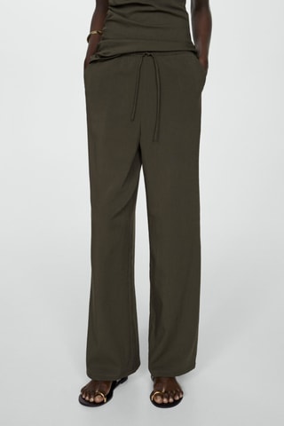 Pantalon droit taille élastique - Kaki