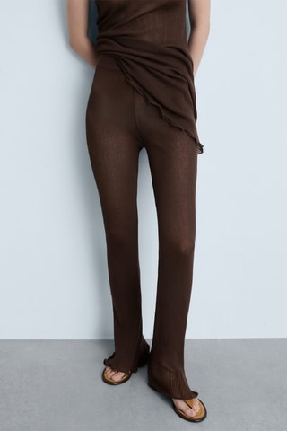 Pantalon maille flare - Marron