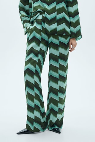 Pantalon droit imprimé - Vert et noir