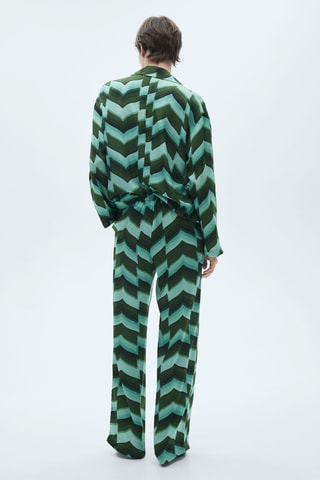 Pantalon droit imprimé - Vert et noir