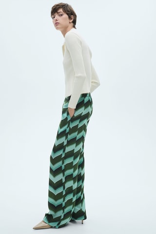 Pantalon droit imprimé - Vert et noir