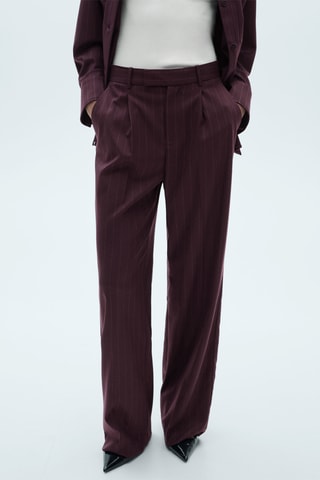 Pantalon pinces rayures tennis - Lie-de-vin
