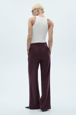 Pantalon pinces rayures tennis - Lie-de-vin