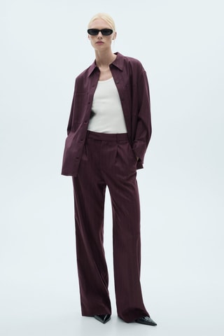 Pantalon pinces rayures tennis - Lie-de-vin