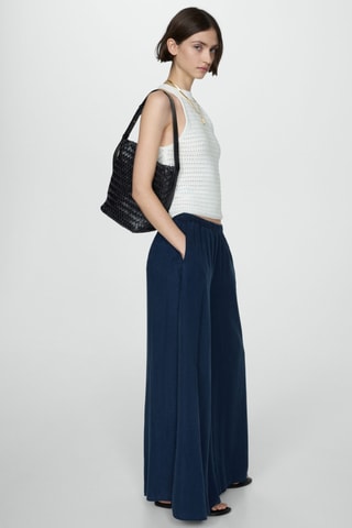 Pantalon Lyocell taille élastique - Bleu